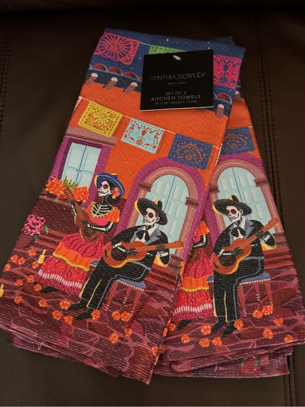 Cynthia Rowley Colorful Day of the Dead Kitchen Towels - Set of Two
